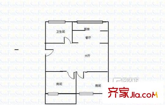 省建材茶園路單位宿舍 2室 戶型圖