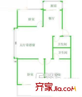 省建材茶園路單位宿舍 3室 戶型圖