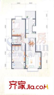 11STATION户型图Ma户型 2室2厅1卫1厨