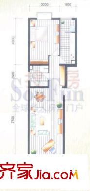 11STATION户型图A户型 1室2厅1卫1厨