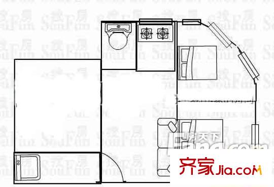市運(yùn)輸公司官前路單位宿舍 3室 戶型圖