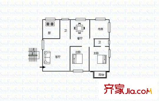 融僑花園一區(qū) 3室 戶型圖