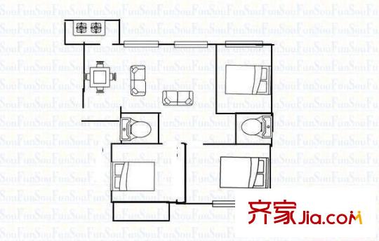 融僑花園一區(qū) 3室 戶型圖