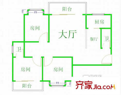群升國際H區(qū) 3室戶型圖