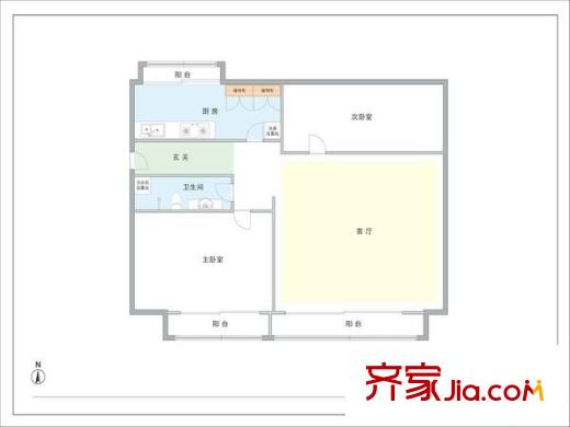 风雅园一区户型图户型图 2室1厅1卫1厨