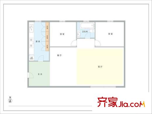 风雅园一区户型图户型图 2室2厅1卫1厨