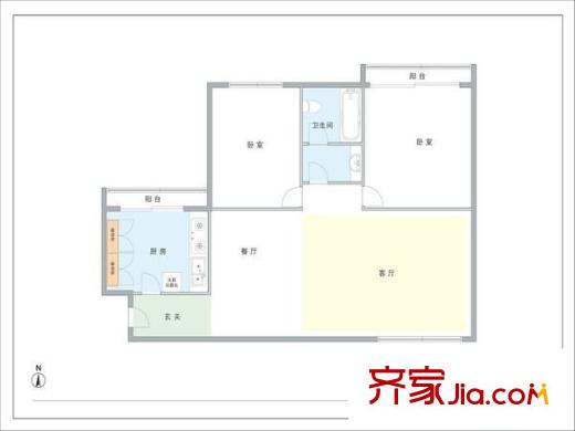 风雅园一区户型图户型图 2室2厅1卫1厨