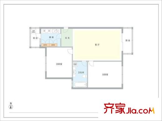 风雅园一区户型图户型图 2室1厅1卫1厨