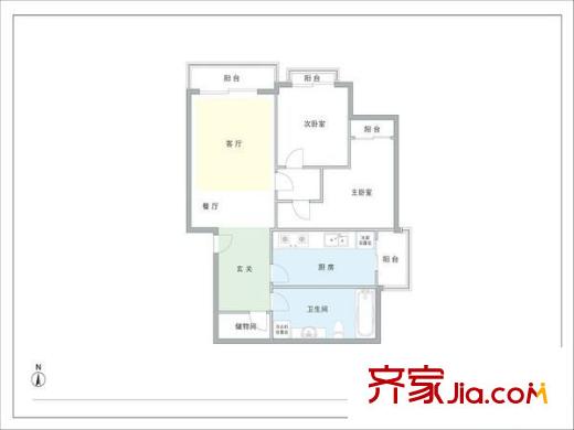 风雅园一区户型图户型图 2室2厅1卫1厨