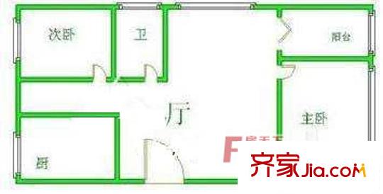 酒仙桥三街坊户型图户型图 2室1厅1卫1厨