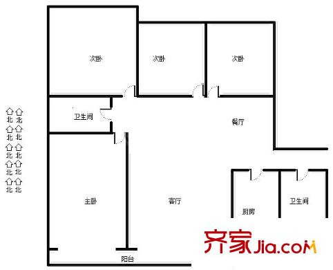 华侨公寓户型图户型图 4室2厅2卫1厨