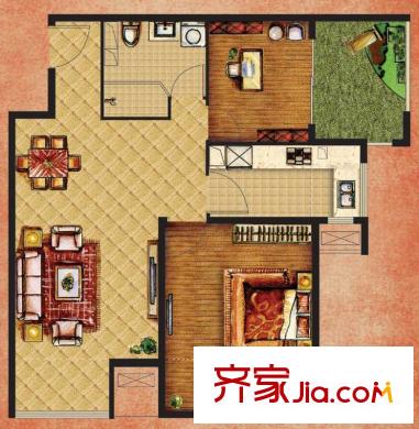 K2清水湾户型图1#G1-6(偶)(售罄) 2室2厅1卫1厨