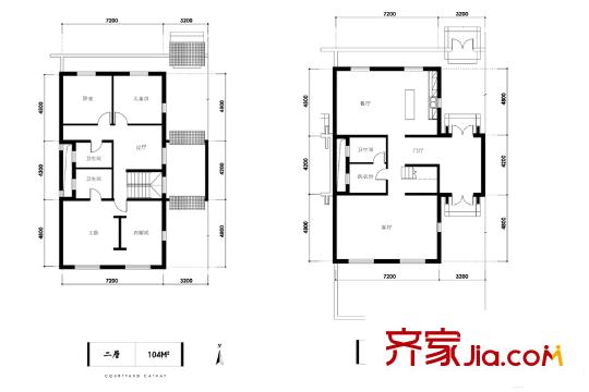 易郡三期中式独院户型图 4室3厅3卫1厨