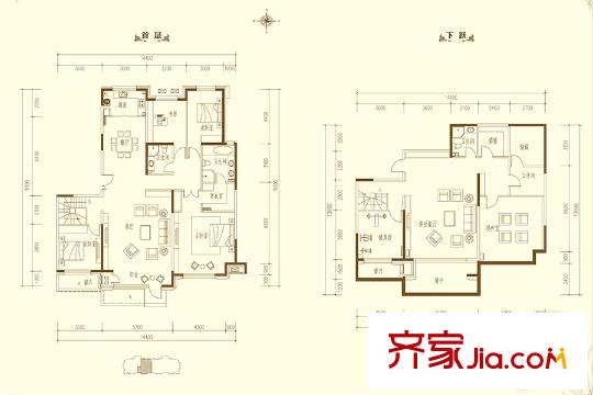 领秀99翡翠山a-11,a-12号楼d-1a户型图 4室2厅2卫1厨