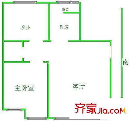 美然动力街区一期户型图户型图 2室2厅1卫1厨