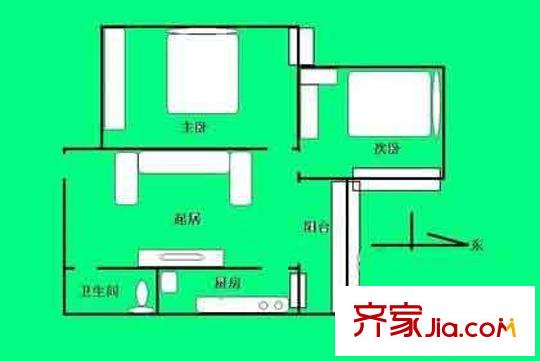 胜古园小区户型图户型图 2室1厅1卫1厨