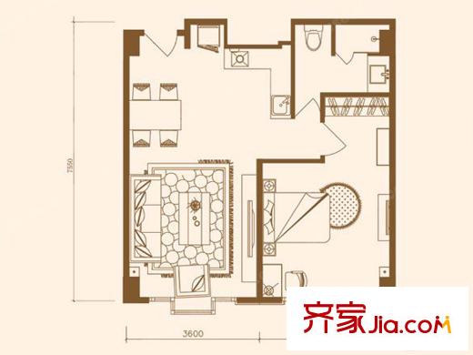 新年华SOHOA1/A2/A3户型 1室2厅1卫1厨