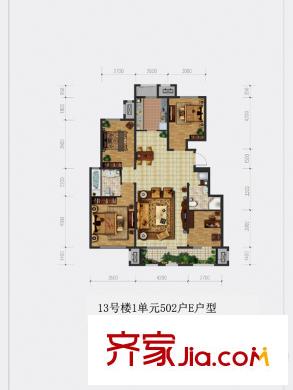 首开香溪郡E户型 4室2厅1卫1厨