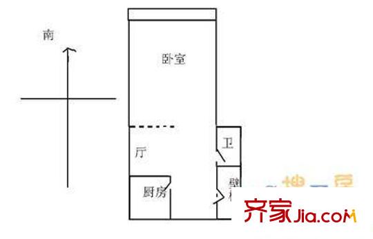 军博电信宿舍户型图户型图 1室1厅1卫1厨