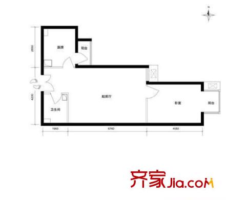 公园5号 1室 户型图