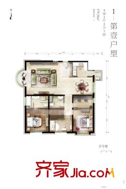 八斗1户型 4室2厅2卫2厨