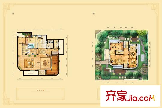 长安王府A户型地下一层和一层 5室5厅7卫1厨