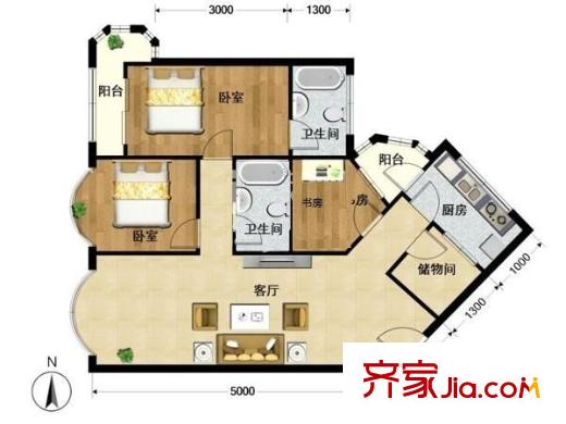 罗马花园 3室 户型图