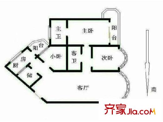 罗马花园 3室 户型图
