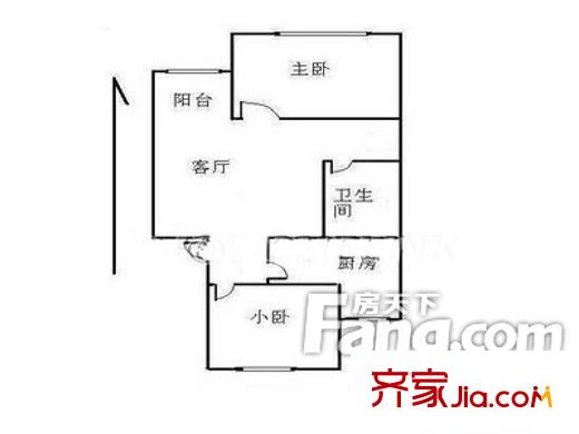 小潞邑户型图户型图 2室1厅1卫1厨