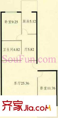 小潞邑户型图户型图 2室1厅1卫1厨