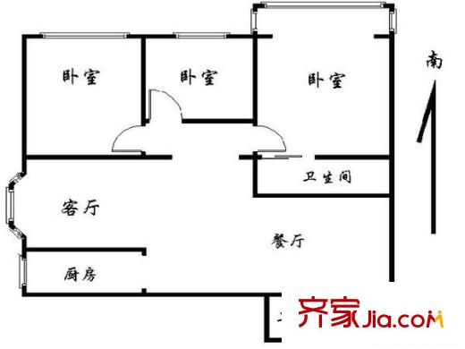 建业苑 3室 户型图