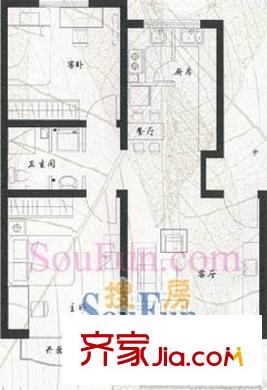 燕京新城户型图户型图 2室2厅1卫1厨