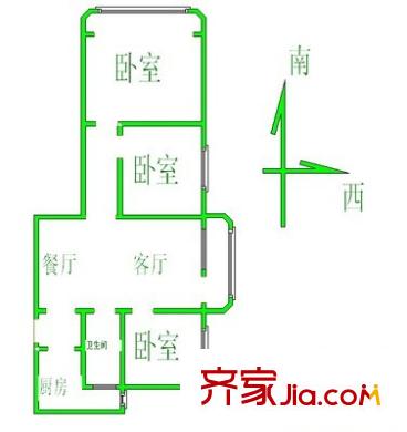 和平街西苑 3室 户型图