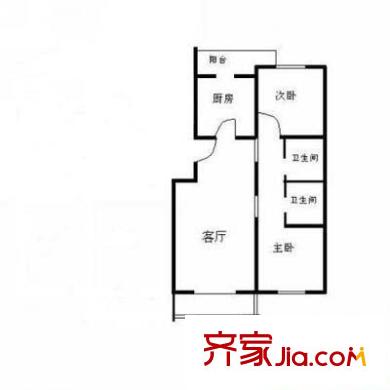 绿丰家园户型图户型图 2室1厅2卫1厨