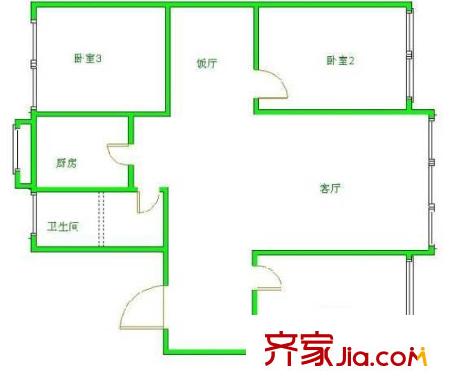 绿丰家园户型图户型图 3室2厅1卫1厨