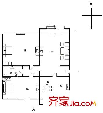 绿丰家园户型图户型图 2室2厅1卫1厨