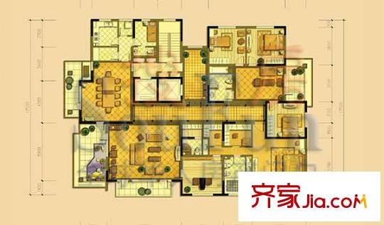 万城华府别墅户型图重门深院户型 5室3厅4卫2厨