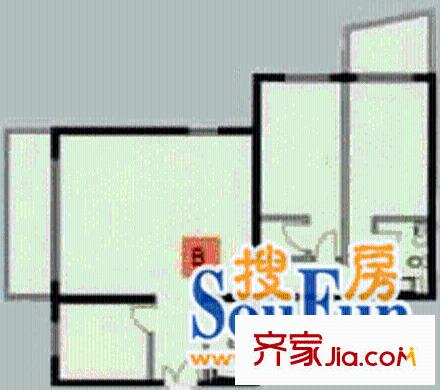 北京科技会展中心公寓户型图B、B1户型 2室2厅2卫1厨