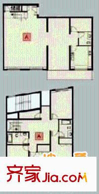 北京科技会展中心公寓户型图A户型复式 4室3厅3卫1厨