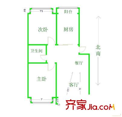 达富苑户型图户型图 2室2厅1卫1厨