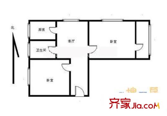 海淀路小区户型图户型图 2室1厅1卫1厨