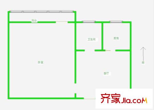 海淀路小区户型图户型图 1室1厅1卫1厨