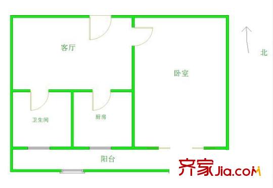 海淀路小区户型图户型图 1室1厅1卫1厨