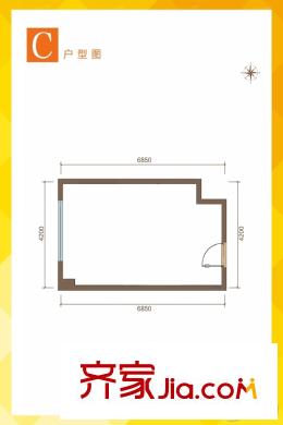 首开・中晟广场C户型 1室1厅1卫1厨