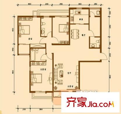 珠江绿洲户型图户型图 3室2厅2卫1厨