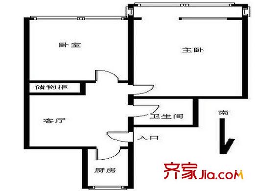 万泉庄户型图户型图 2室1厅1卫1厨