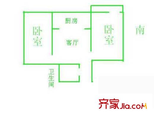 万泉庄户型图户型图 2室1厅1卫1厨