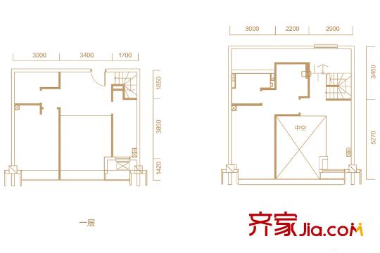 ID CITY艾迪城C户型 1室1厅1卫1厨