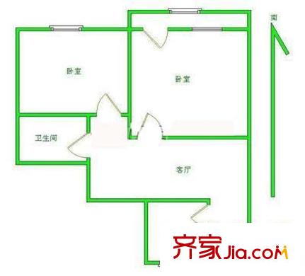 科汇社区户型图户型图 2室1厅1卫1厨