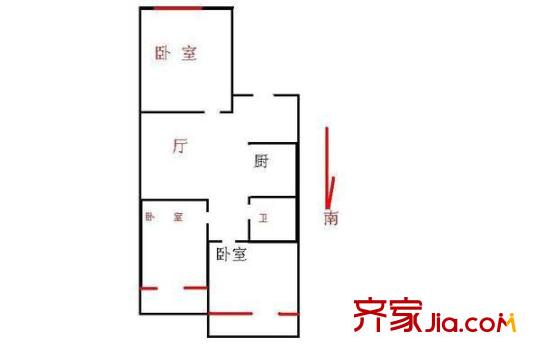 和平街十四区户型图户型图 3室1厅1卫1厨